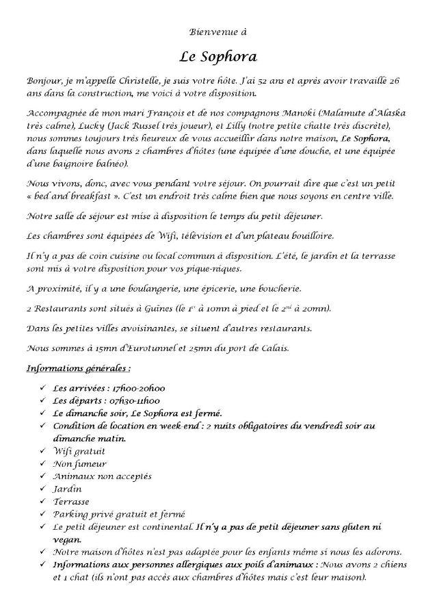 Le Sophora Hotell Guînes Exteriör bild
